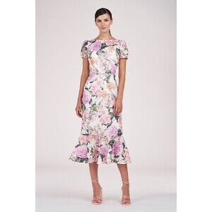 NEW Kay Unger Size 4 Fern Lace Tea Length/Midi Dress Floral Cocktail Wedding